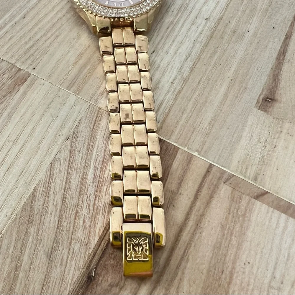 Anne Klein ladies rose gold tone pink mother of pearl dress watch NEW BATTERY